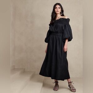 Banana Republic Bria Linen Midi Skirt Size M